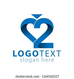 Love 2 number logo icon vector template