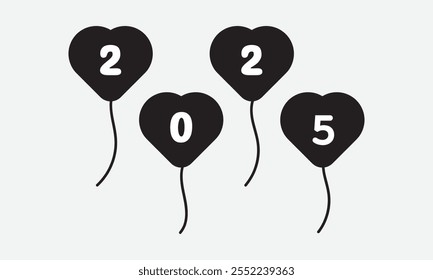 Love 2025, New Year Vector T Shirt Design Template, Wall Art, Mug, Sticker, Banner, Tee, Hoodie, Printable, Illustration