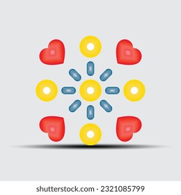 Love 3d icon set objects 