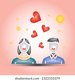 Love 3D icons vector design