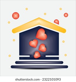 Love 3D icons vector design