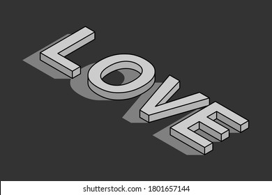 LOVE with 3d isometric text effect. 