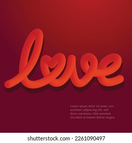 Love 3d rendering with editable vector