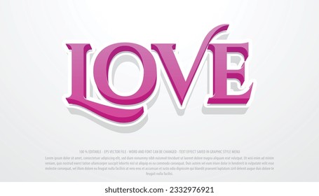 Love 3d style editable text effect