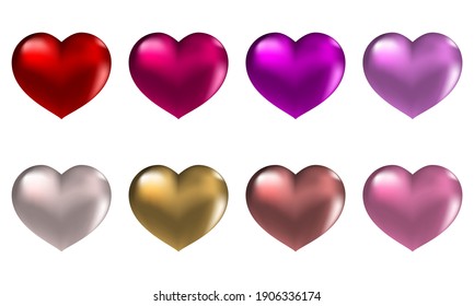 love 3d symbols  icons  multicolor heart-shaped vector  on a white background