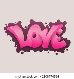 Love. 3d text. Graffiti style lettering. Vector background