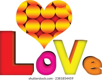 Love 3d word with romantic heart shape is an isolated valentine's day gift design ,great for decoration ,valentine and Christams ,book cover ,textile  and fabric print and different website purposes