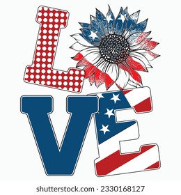 Love 4th of July sublimation design,USA sublimation designs, Memorial day , T-shirt designs, USA flag