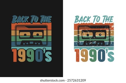 I Love 80s-90s t shirt design text effect card or invitation with geometric elements, tape cassette. Back to the 90s Vector illustration