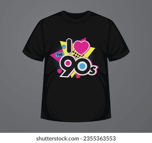  I Love 90s T shirt Design vector eps svg
