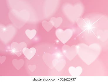 Love Abstract Background with Hearts and Bokeh Lights, Vector Illustration