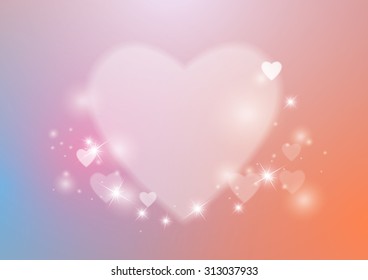 Love Abstract Background with Hearts and Lights, Vector Illustration