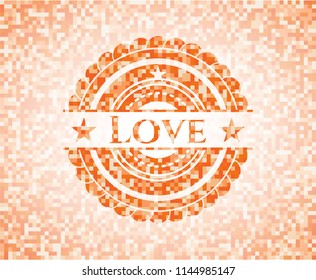 Love abstract orange mosaic emblem
