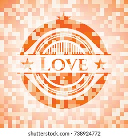 Love abstract orange mosaic emblem