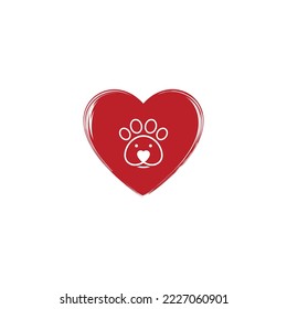 Love with abstract paws logo design template. Vector illustration EPS.8 EPS.10