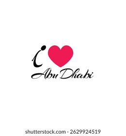 i love abu dhabi on white background with heart isolated vector illustration eps 10