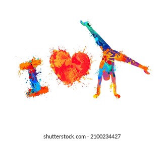 I love acrobatic. Vector symbol of splash paint