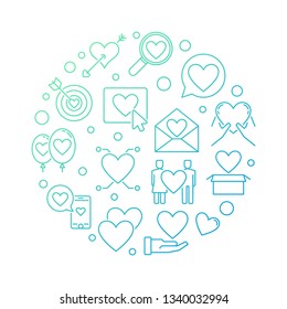 Love Addiction vector round colored illustration in thin line style