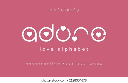 Love adore modern alphabet. Typography for fashion, future, minimal, wedding. Isolated vector illustration