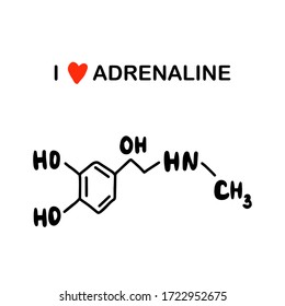 I love adrenaline hand drawn vector illustration in cartoon comic style hormones
