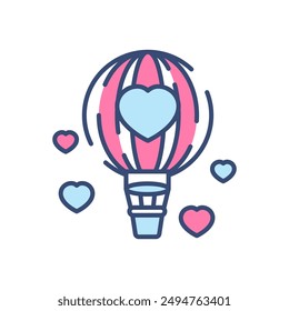 Love Adventure Filled Color Icon, Vector illustration