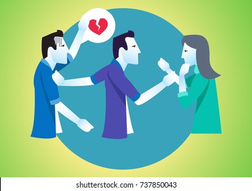 love affair and conflict between three people arguing