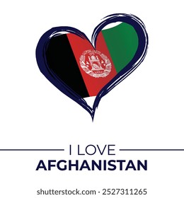 I Love Afghanistan Banner with Flag in Heart. Afghanistan love Emblem Isolated on White Background. Vector, Illustration, Isolated, Love, Background.