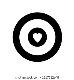 Love aim outline vector icon. Heart sign. Target symbol. Dart element. Romantic objective. Flat simple line design illustration.