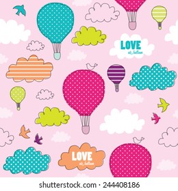 love air balloon pattern vector illustration 