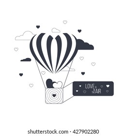 Love is in the air concept. Heart shaped balloon of love. Red happy love concept