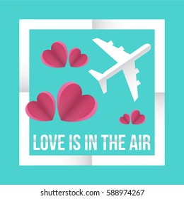 Love is in the air made of paper. Vector illustration.