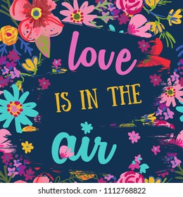 Love in the air. Print for t-shirt, web, clothes, textile, card, wallpaper, phone case, fabric, banner, message.