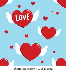 love in the air seamless pattern and vector. heart flying.