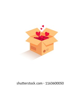 Love Is In The Air. Vector Love Box. Surprise Box. Isometric Box