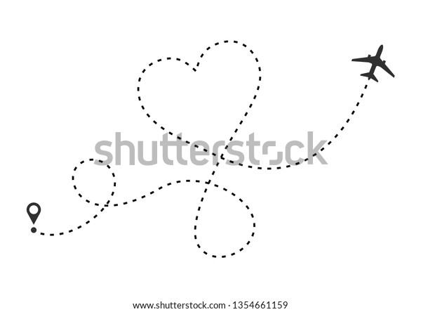 Download Love Airplane Route Heart Dashed Line Stock Vector ...