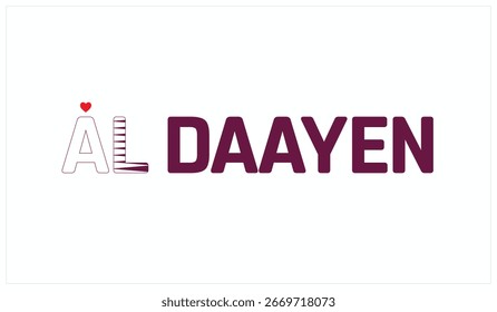 I Love Al Daayen, Typographic Design of I Love Al Daayen on a black background, Flag Typography of Al Daayen with heart, Vector design of I Love Qatar