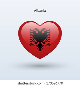 Love Albania symbol. Heart flag icon. Vector illustration.