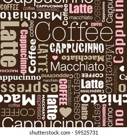 I love all sorts of coffee seamless background pattern in vector