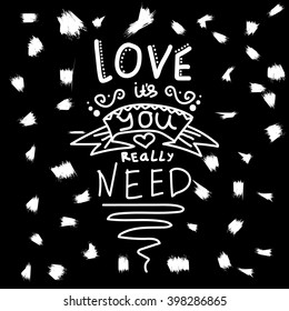 Love is all you need
Designer label in retro style all you need is love doodle drawn style