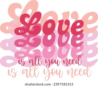 Love, is all you need. Lettering pattern print design stock vector