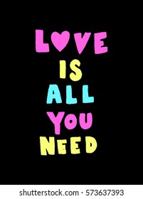 Love is All you Need. Modern Calligraphy. Hand Lettered