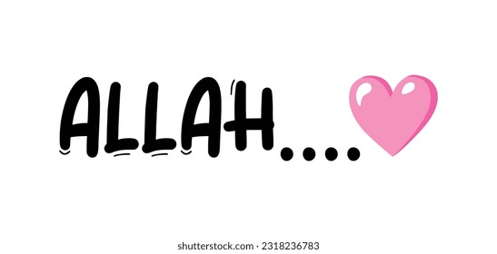 i love allah illustration vector design  Allah quotes motivational banner design 