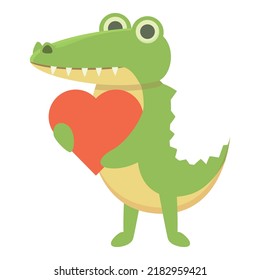 Love alligator icon cartoon vector. Cute animal. Reptile baby