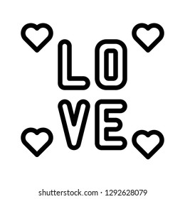 Love alphabet vector, Valentine and love related line style icon