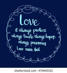 love is always protect. love quote. hand drawn lettering. modern calligraphy