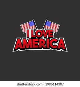 i love america design, there are 2 american flags blue and red white stars added elegant style lettering which is suitable for t-shirts or printed products and digital products