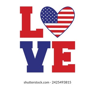 Camiseta de amor con América, 4 de julio Camiseta, 4 de julio, América, bandera de EE.UU., vacaciones de EE.UU., Patriótico, Día de la Independencia Camiseta, archivo de corte para la silueta de Cricut