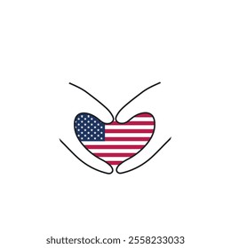 I love America, United States of America flag heart vector illustration
