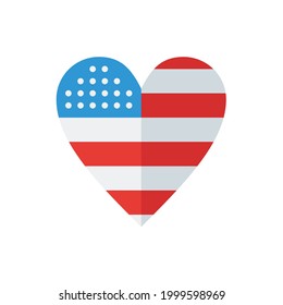 Love America with US Flag Pattern Flat Icon Logo Illustration Vector Isolated. Independence Day of America and 4th of July Icon-Set. Suitable for Web Design, Logo, App, and Upscale Your Business.