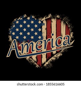 I Love America, We Love America, I Love USA. USA Patriotic Badge Vector Illustration